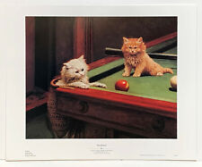 Snookered Cats on snooker table by George F Hughes reproduction poster print for sale  Shipping to South Africa