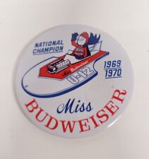 1969 1970 Miss Budweiser U-12 Hydroplane BUD MAN National Champion Pinback 4”  for sale  Clyde