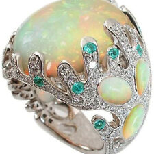 Opal Engagement Ring for Women 925 Sterling Silver Cocktail Jewelry Handmade New for sale  Shipping to South Africa