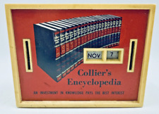 Collier's Encyclopedia All Coin Calendar Bank Vintage 1960's Red & Yellow No Key for sale  Shipping to South Africa