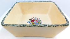 Home & Garden Party Floral Splendor Serving Square Dish Small Stoneware Tan Blue for sale  Shipping to South Africa