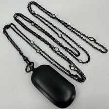 ANTIQUE EDWARDIAN GUNMETAL BEZEL SET CRYSTAL CHAIN COIN HOLDER  PENDANT NECKLACE, used for sale  Shipping to South Africa