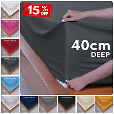 Fitted Sheet 40cm Extra Deep Single Double King & Super King Size Bed Sheets UK for sale  Shipping to South Africa