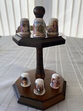 Octagonal Wooden Thimble stand complete with 3 Art of Christianity thimbles  for sale  BURY ST. EDMUNDS