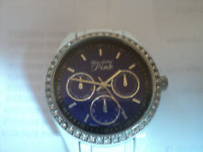 Relógio feminino de metal branco e azul rosa etiqueta preta comprar usado  Enviando para Brazil