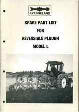 Kverneland Reversible Plough Model L Parts Manual for sale  Shipping to Ireland
