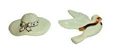 Vintage Lenox China Brooch Set Straw Hat Dove Pins of 2 Unused for sale  Shipping to South Africa