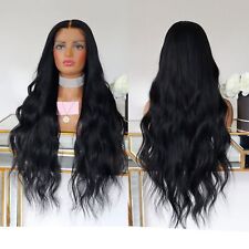 Perucas frontais de renda cabelo sintético onda natural cabelo fibra resistente ao calor sem cola comprar usado  Enviando para Brazil