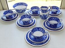 Antique Copeland Spode Blue and White Tower Pattern 20PC Cups Saucers c1910, used for sale  CLYNDERWEN