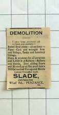 1934 Slade, empreiteiro, Wharf Road Penzance tem material após trabalho de demolição comprar usado  Enviando para Brazil