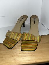 GF Glamour Original High Heels Open Toe Dress Sandals Size 8 Pinstripe Lemon for sale  Shipping to South Africa