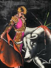 Black Velvet Mid Century Matador Bullfighter Painting, brukt til salgs  Frakt til Norway