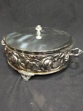 Vintage Unbranded Silver Tone Metal Chaffing Dish with Pyrex Bowl for sale  Shipping to South Africa