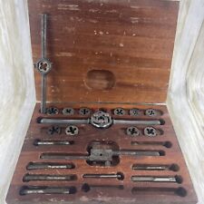 VTG Fulton Tap & Die Set Wooden Box Used Well Loved Set Incomplete Extra Handle for sale  Shipping to South Africa