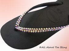 Chinelos Havaianas personalizados cravejados à mão Swarovski Crystals AB iridescentes comprar usado  Enviando para Brazil