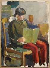 Pintura al óleo soviética ucraniana postimpresionismo retrato niño libro de lectura segunda mano  Embacar hacia Argentina