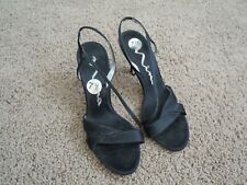 NINA Women's HEELS shoes strappy size 7.5 black slip on, used for sale  Shipping to South Africa
