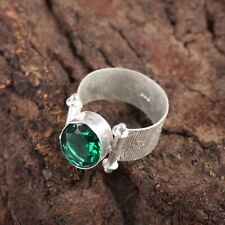Anel de pulseira de pedra preciosa verde esmeralda natural tamanho 925 prata esterlina comprar usado  Enviando para Brazil