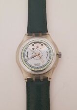 Raro Reloj Automático Swatch Vintage con Correa de Cuero Genuino Verde Oscuro, usado segunda mano  Embacar hacia Argentina