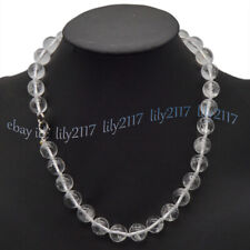 Natural Clear Rock Crystal Quartz 6/8/10/12mm Round Gems Beaded Necklace 14-48'' for sale  Shipping to South Africa