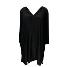 Renee Black Pocketed Slinky Knit Tunic Shirt Women Plus Size 1x Casual Stret for sale  Shipping to South Africa