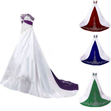 Used, A Line Strapless Bead Embroidery White Purple Vintage Bridal Gown Wedding Dress for sale  Shipping to South Africa