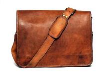 Men Women Genuine Vintage Brown Leather Messenger Shoulder Laptop Bag Briefcase comprar usado  Enviando para Brazil