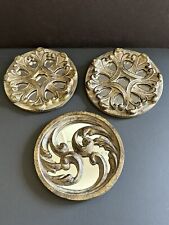 Conjunto de 3 espelhos ornamentados redondos com moldura decoração de parede bronze resina pesada década de 1980 6” comprar usado  Enviando para Brazil