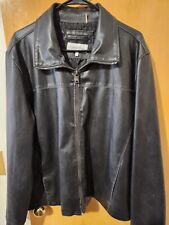 Calvin Klein Leather Jacket Mens Large black Bomber Motorcycle Pockets for sale  Shipping to South Africa