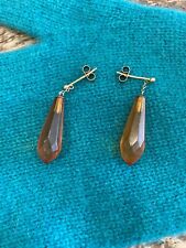 Used, 9ct gold antique amber drop earrings for sale  GLOUCESTER