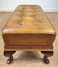 Used, Leather Footstool Ottoman Button Antique Chesterfield Style Del Avail for sale  Shipping to South Africa
