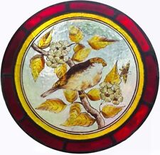 Used, Beautiful Painted English Victorian Stained Glass Bird In Blossom Roundel for sale  Shipping to Canada