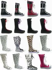Zapatillas de lona para mujer punk planas altas de encaje media rodilla alta talla 5-10 segunda mano  Embacar hacia Mexico