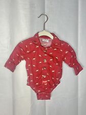 Used, Wrangler Bodysuit Infant Baby Boy 3 M Long Sleeve Button Up Red Elk Moose for sale  Shipping to South Africa