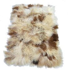Curly Shaggy Lambskin rug, Natural and Medium Brown. New. Size 125cm x 90cm. for sale  Shipping to South Africa