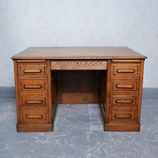Used, Antique Oak Desk Twin Pedestal Solid Antique Vintage Carved Deco Mid Century for sale  Shipping to South Africa