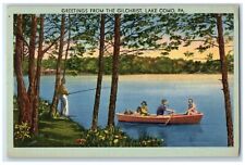 Usado, 1946 Saludos desde Gilchrist barco en canoa lago de Como Pensilvania postal vintage segunda mano  Embacar hacia Argentina