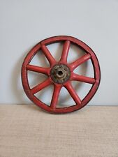 Vagão de roda antigo rústico vermelho 9 3/4" madeira e metal 8 raios, carrinho, usado comprar usado  Enviando para Brazil