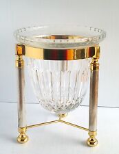 Cubo de hielo de cristal Design Guild/enfriador de champán con soporte plateado pl/latón 11", usado segunda mano  Embacar hacia Argentina