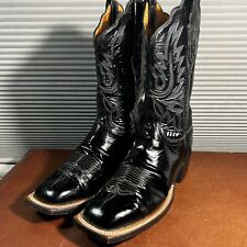 Botas femininas LUCCHESE 2000 tamanho 9C couro envernizado preto biqueira quadrada cowboy faroeste comprar usado  Enviando para Brazil