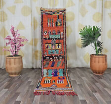 Moroccan Handmade Vintage Area Rug Wool Cotton Runner Tribal Azilal Carpet for sale  Shipping to South Africa