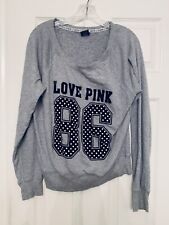 Camiseta para mujer Victoria's Secret rosa con patrones grises manga larga talla L, usado segunda mano  Embacar hacia Argentina