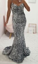 Silver sequin gown for sale  BOLTON