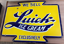 Placa rara vintage de porcelana Luick Ice Cream 24" x 18" comprar usado  Enviando para Brazil