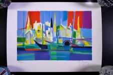 Abstract French Art Sail Boats" Color Lithograph Marcel Mouly Signed Limited Ed. for sale  Shipping to South Africa