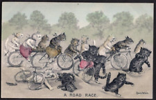 Used, Louis Wain Cats - "A Road Race"  Embossed Hand-tinted Postcard - Hartmann for sale  Shipping to South Africa