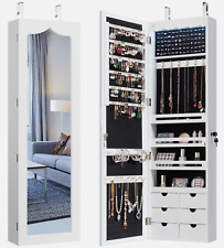 5 LED Lights Jewelry Cabinet Lockable Wall/Door Mounted Jewelry Armoire w/Mirror for sale  Shipping to South Africa