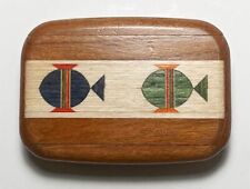 Tampo deslizante Heartwood Creations madeira com incrustação de peixe esconderijo secreto caixa de bugigangas, usado comprar usado  Enviando para Brazil