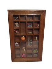 Vtg Miniatures Display Case, Wood & Glass Curio Cabinet 24 Slots, Wall, 11.5 x 7 for sale  Shipping to South Africa