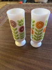 Vintage AVON MILK GLASS DEMITASSE Pedestal Cups Floral Design 5" set of 2 for sale  Shipping to South Africa